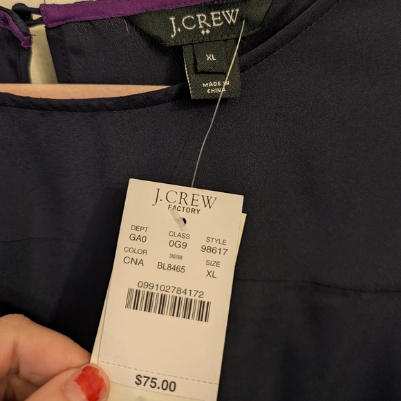 J. Crew Flowy Navy Blouse Size XL NWT - Picture 4 of 4